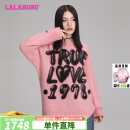 LALABOBO羊毛混纺字母毛衣女秋冬新款宽松慵懒风毛织上衣LBDD-WSTM13 粉色 厚款 S