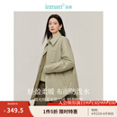 茵曼（INMAN）【商场同款】复古衬衫式棉衣2025春秋季女装新款防泼水休闲外套 浅灰绿 S
