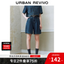 UR2025夏季新款女装休闲复古水洗压褶牛仔短裤UYU850039 蓝色 28