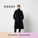 ERDOS 宽松围裹保暖修身显瘦水波纹外套女毛呢大衣 黑 L 170/88A