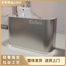 服装店不锈钢吧台店铺小型收银台简约公司理发美容院前台网红潮店 双台面圆弧拉丝银色 80x50x100cm