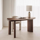 豪凯家北欧实木异形书桌现代简约高端黑胡桃木弧形电脑桌意式创意办公桌 书桌（北美胡桃木） 1660x780x730mm