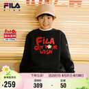 FILA斐乐童装儿童红色套头卫衣2025年春季男童女童上衣春秋款
