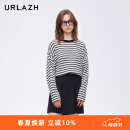 URLAZH春季新款复古简约条纹羊绒慵懒针织毛衣女 黑 XS