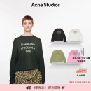 Acne Studios 男女同款 做旧1996印花宽松落肩长袖T恤上衣CL0197 淡黑色 XS