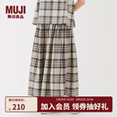 无印良品（MUJI）女式 马德拉斯格纹 宽摆裙长半身裙女装裙子25年夏季款BE1XKA5S 象牙色格纹 L (165/70A)
