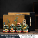 温以嘉定制YUNYIN招财狮子茶宠摆件带底座茶桌茶台茶玩可爱治愈系礼盒装 18_前程似锦-元宝款+锣鼓底座 (