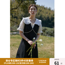独束大码女装法式甜美重工假两件连衣裙夏季新款显瘦裙子22DS2314 静谧黑 M