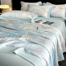 水星系列家纺夏季莱塞尔天丝真丝夏凉被四件套凉感冰丝空调被丝滑薄被子 幻影-天蓝【莱赛尔天丝夏被】 200*230cm 夏被四件套