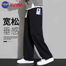 NASA GISS休闲裤男宽松直筒阔腿裤潮流长裤子 黑色直筒常规 (175/80A)L