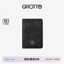 GROTTO个乐新款品牌箭头标护照夹多功能卡包证件真皮保护套礼物 经典黑