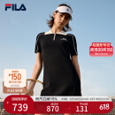 FILA 杨幂同款|斐乐官方女装编织连衣裙2025夏季新款时尚修身POLO裙子 传奇蓝-NV L 170/88A/L