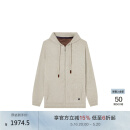 鄂尔多斯1980抗静电 秋冬纯羊绒带帽装饰男拉链开衫外套 浅胡杨木 3XL 185/108B
