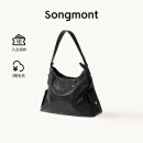 Songmont李娜同款山下有松循迹系列hobo包植鞣牛皮斜挎软包母亲节礼物 烟墨黑 中号 现货