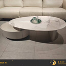 顾家家居茶几PTH057TD-1(圆)叠拼设计感 茶几1300x700x380mm