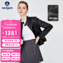 Navigare意大利小帆船女士短装单皮衣立领机车风修身外套2336703509 M 