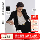朗姿【王楚然同款】防晒凉感三醋酸双色西装2025年夏季新款薄外套 黑色 M