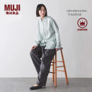 无印良品（MUJI）女式 汉麻水洗衬衫领长袖衬衫女士衬衣外套外衣 25年夏季女装上衣 淡绿色 M （160/84A）