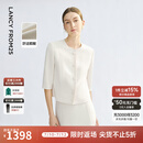 朗姿醋酸气质高级感2025年夏季新款白色短外套薄款通勤小香风女士 米白色 L
