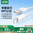 绿联【MFi认证不弹窗】苹果充电线快充数据线USB to Lightning适用iPhone14plus/13/12/11手机 USB充电线-【云朵白】-1米 苹果MFi认证USB-A转Lightni