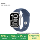 Apple/苹果 Watch Series 10 智能手表GPS款42毫米银色铝金属表壳丹宁色运动型表带S/M MX1J3CH/B
