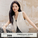 伊芙丽（eifini）伊芙丽老钱风v领亚麻马甲亚麻西裤马夹女2025夏季新款 米色 马夹 M