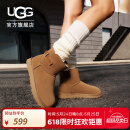 UGG秋季新款男女同款舒适平底经典搭扣款迷你短靴雪地靴 1166776 CHE | 栗色 39