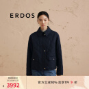 ERDOS 翻领格纹商务通勤短款女棉服外套 藏蓝 175/92A/XL
