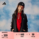 adidas女大童休闲三条纹长袖套装儿童春季新款阿迪达斯官方轻运动   黑色/白色   128