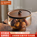 那澜多好玻璃水果盘客厅茶几家用精致高颜值干果糖果零食摆放盘子高脚果篮 橡果带盖高脚果盘琥珀色