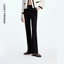 朗姿黑色高腰直筒裤通勤百搭西裤高级感气质长裤2025年秋季新款女 黑色2 L