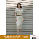 独束大码女装【黑标系列智性通勤】 通勤职场连衣裙2024夏季新款 卡其 XL (尺码：3)