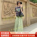 GUYN孕妇装新款休闲薄款短袖上衣半身裙外穿两件套女孕妇套装 灰色上衣+半身裙 M