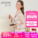 金三塔真丝睡衣女【520礼物】100%桑蚕丝可外穿凉感养肤两件套居家服 [热荐]19姆米香妃色 L