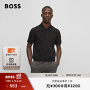 BOSS【男女同款 100% 棉珠地布】春夏情侣休闲短袖Polo衫 001-黑色 L