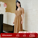 EP雅莹高端系列 利巴蕾丝大伞摆收腰连衣裙 2025新款4620A 咖啡色 M