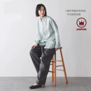无印良品（MUJI）女式 汉麻水洗衬衫领长袖衬衫女士衬衣外套外衣 25年夏季女装上衣 淡绿色 M （160/84A）