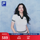 FILA 斐乐韩素希同款女子编织衫2025夏季新款网球修身翻领短袖上衣 玉石白-WT XL 175/92A/XL