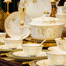 枫琅高档描金碗碟套装 中式陶瓷餐具