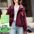 OLJ高档品牌短款风衣外套女2025年春秋新款宽松休闲百搭洋气夹克大衣 安可拉红 M