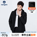 Navigare意大利小帆船男士棉服秋冬季可拆卸连帽外套夹棉保暖通勤夹克衫 黑 XL 码