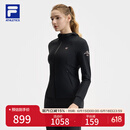 FILA 斐乐官方女士针织连帽外套2025夏新款健身运动基础防晒上衣 深黑-BK XL 175/92A/XL