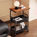 喻品置物架落地小推车零食架子客厅收纳架厨房储物架层架ZW276三层黑