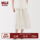 无印良品（MUJI）女式 强捻 抽褶裙 长半身裙女裙子女装25年夏季BE1VEC5S 米白色 S （155/62A）