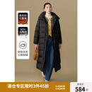独束大码女装休闲宽松长款泡芙羽绒服2024冬季新款简约时尚外套 玄墨黑 M (尺码：1)