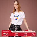 FILA 斐乐女装官方女士短袖T恤夏季休闲运动内搭t恤运动上衣 标准白-F11W118151F M （165/84A/M）