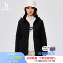 哈吉斯（HAZZYS）女装 春秋款女士休闲可脱卸帽收腰棉服女ASSSU0BCU27 黑色BK XL (170/92A 42)