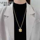维拉帝（Verratti）毛衣链女四叶草长款项链高级设计感轻奢钛钢毛衣链节日情人节礼物 金色