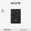 GROTTO个乐新款品牌箭头标护照夹多功能卡包证件真皮保护套礼物 经典黑