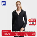 FILA 斐乐官方女装针织连帽外套2025夏新款健身运动基础上衣 深黑-BK 2XL 180/96A/XXL